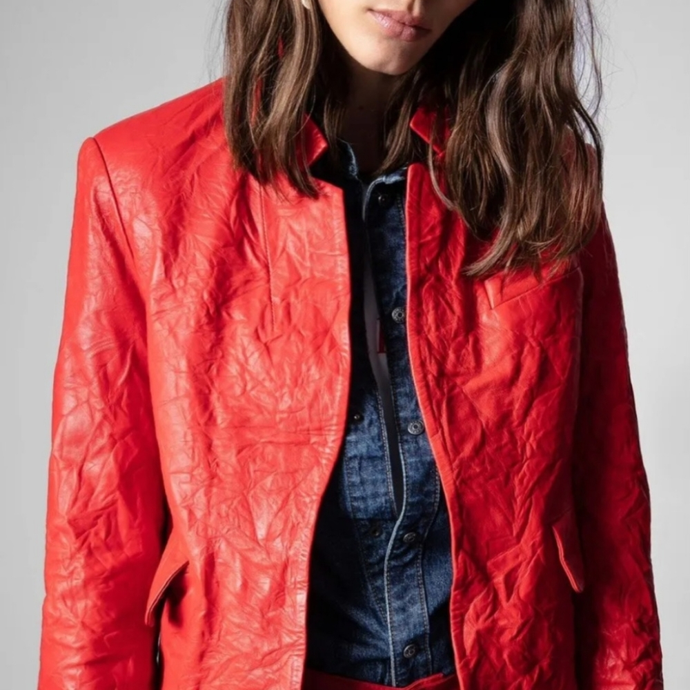 Zadig & Voltaire Verys Crincle Leather Jacket Blazer meduim